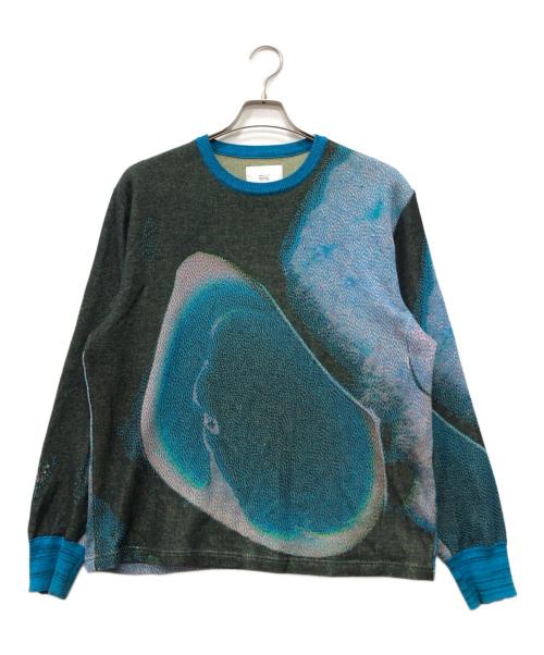hatra（ハトラ）hatra (ハトラ) 総柄ニット ブルー サイズ:2の古着・服飾アイテム