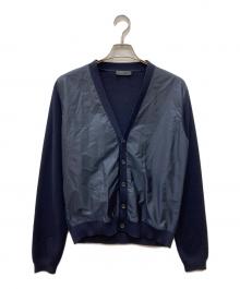 PRADA（プラダ）の古着「ウールナイロン切替カーディガン」｜ネイビー
