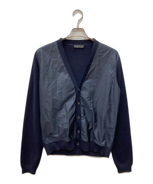 PRADA（プラダ）PRADA (プラダ) ウールナイロン切替カーディガン ネイビー サイズ:48の古着・服飾アイテム