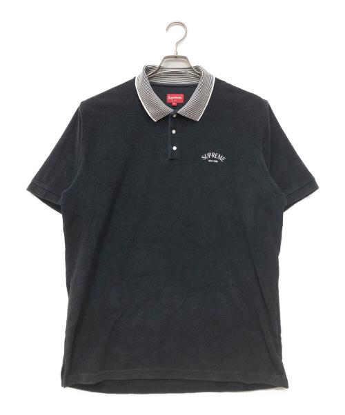 SUPREME（シュプリーム）Supreme (シュプリーム) Striped Collar Terry Polo ブラック サイズ:XLの古着・服飾アイテム