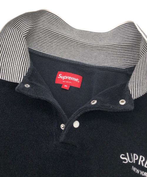 SUPREME（シュプリーム）Supreme (シュプリーム) Striped Collar Terry Polo ブラック サイズ:XLの古着・服飾アイテム