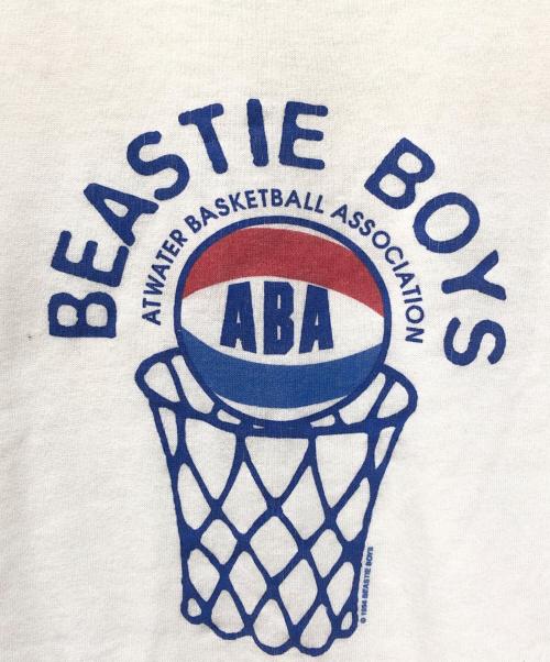 90'S BEASTIE BOYS（90年代ビースティボーイズ）90'S BEASTIE BOYS (90年代ビースティボーイズ) ABAロゴ リンガーTシャツ ホワイト×ブルー サイズ:XLの古着・服飾アイテム