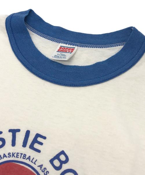 90'S BEASTIE BOYS（90年代ビースティボーイズ）90'S BEASTIE BOYS (90年代ビースティボーイズ) ABAロゴ リンガーTシャツ ホワイト×ブルー サイズ:XLの古着・服飾アイテム