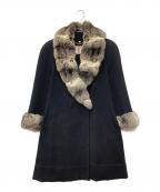 LUXORIAMODAルクスリアモダ）の古着「ファー切替カシミヤコート」｜ブラック