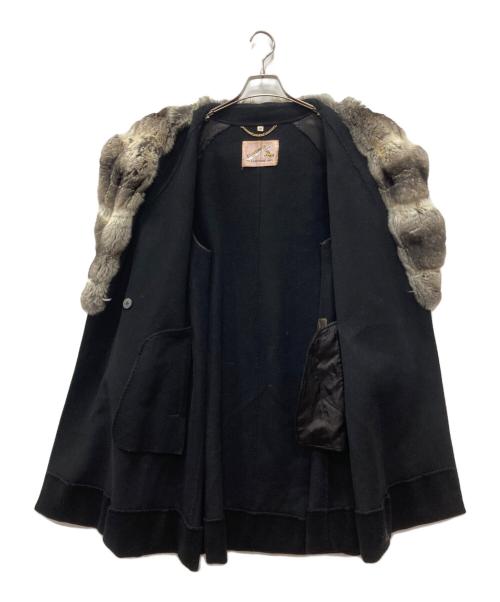 LUXORIAMODA（ルクスリアモダ）LUXORIAMODA (ルクスリアモダ) ファー切替カシミヤコート ブラック サイズ:42の古着・服飾アイテム