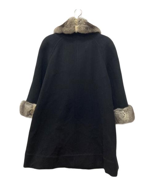 LUXORIAMODA（ルクスリアモダ）LUXORIAMODA (ルクスリアモダ) ファー切替カシミヤコート ブラック サイズ:42の古着・服飾アイテム