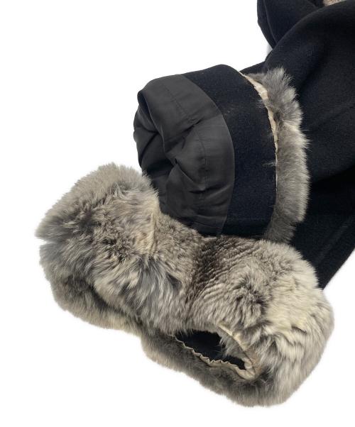 LUXORIAMODA（ルクスリアモダ）LUXORIAMODA (ルクスリアモダ) ファー切替カシミヤコート ブラック サイズ:42の古着・服飾アイテム