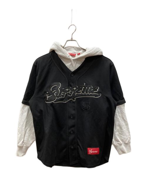SUPREME（シュプリーム）Supreme (シュプリーム) Baseball Jersey Hooded Sweatshirt ブラック サイズ:Ｍの古着・服飾アイテム