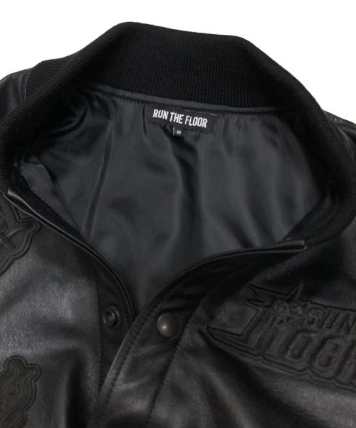 RUN THE FLOOR（ランザフロア）RUN THE FLOOR (ランザフロア) B.LEAGUE (ビーリーグ) B-1 Leather Jacket ブラック サイズ:02の古着・服飾アイテム