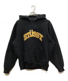 stussy（ステューシー）の古着「パイルロゴパーカー」｜ブラック