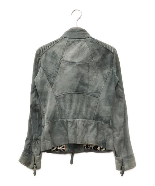 BOSS HUGO BOSS（ボス ヒューゴボス）BOSS HUGO BOSS (ボス ヒューゴボス) ラムレザーバイカージャケット ブルー サイズ:4の古着・服飾アイテム