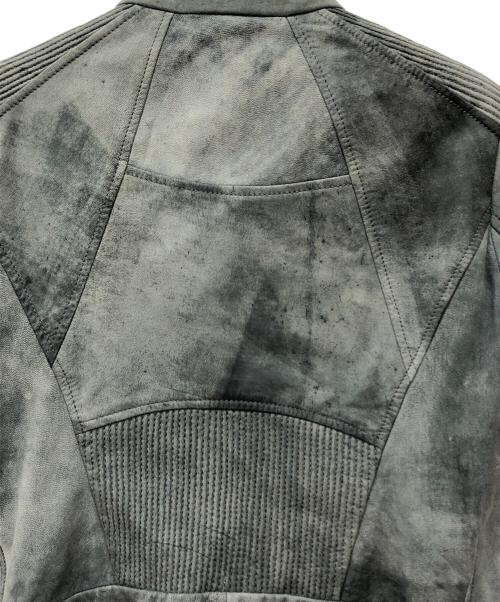 BOSS HUGO BOSS（ボス ヒューゴボス）BOSS HUGO BOSS (ボス ヒューゴボス) ラムレザーバイカージャケット ブルー サイズ:4の古着・服飾アイテム