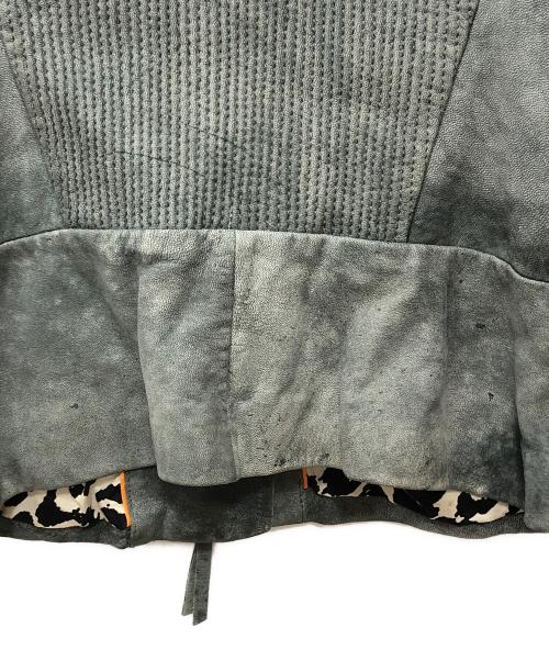 BOSS HUGO BOSS（ボス ヒューゴボス）BOSS HUGO BOSS (ボス ヒューゴボス) ラムレザーバイカージャケット ブルー サイズ:4の古着・服飾アイテム