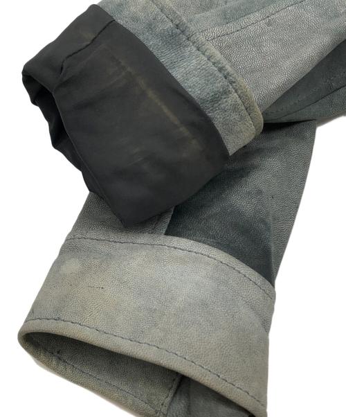 BOSS HUGO BOSS（ボス ヒューゴボス）BOSS HUGO BOSS (ボス ヒューゴボス) ラムレザーバイカージャケット ブルー サイズ:4の古着・服飾アイテム