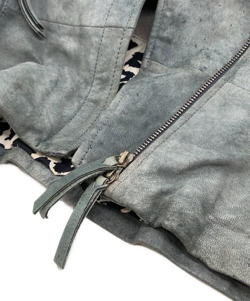 BOSS HUGO BOSS（ボス ヒューゴボス）BOSS HUGO BOSS (ボス ヒューゴボス) ラムレザーバイカージャケット ブルー サイズ:4の古着・服飾アイテム