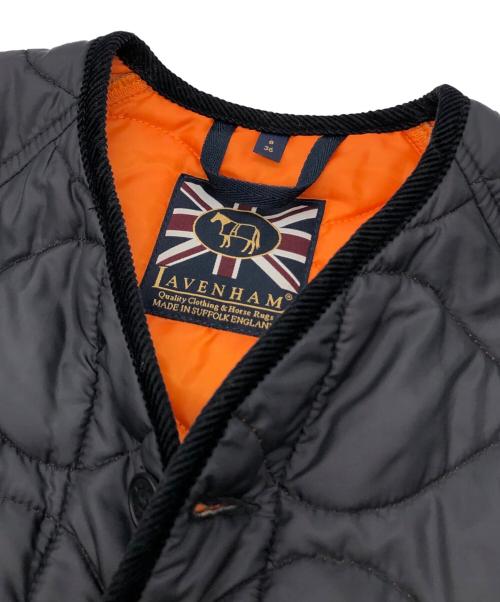 LAVENHAM（ラベンハム）LAVENHAM (ラベンハム) ノーカラーキルティングジャケット ブラック サイズ:36の古着・服飾アイテム