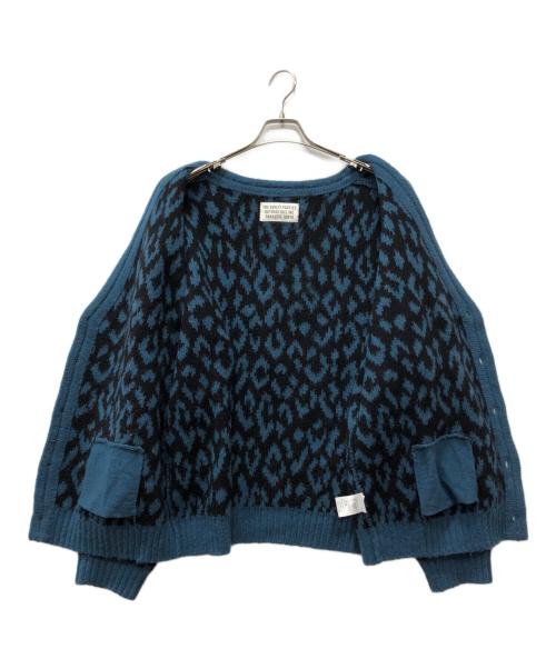 WACKO MARIA（ワコマリア）WACKO MARIA (ワコマリア) レオパードモヘアカーディガン ブルー サイズ:Lの古着・服飾アイテム