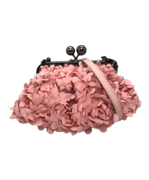 Max Mara WEEK END LINE（マックスマーラ ウイークエンドライン）MAX MARA WEEK END LINE (マックスマーラ ウイークエンドライン) チェーンショルダーフラワーデザインバッグ ピンクの古着・服飾アイテム