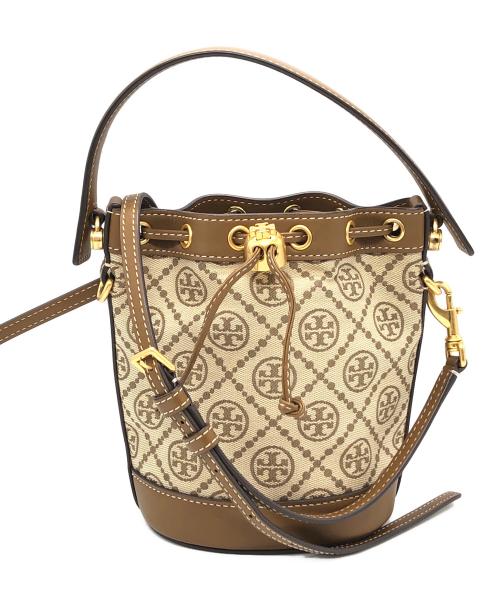 TORY BUROH（トリーバーチ）TORY BUROH (トリーバーチ) モノグラム ジャカード バケットバッグ ベージュ サイズ:下記参照の古着・服飾アイテム