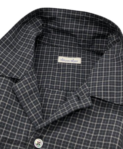 STEVEN ALAN（スティーブンアラン）STEVEN ALAN (スティーブンアラン) 60シックチェックオープンカラーシャツ ブラック サイズ:S 未使用品の古着・服飾アイテム