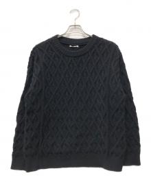 AURALEE（オーラリー）の古着「HARD TWIST MERINO ARAN KNIT P/O」｜ブラック