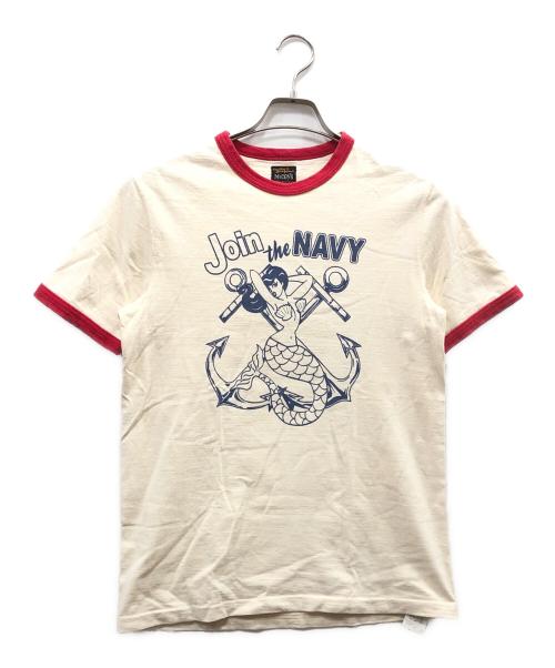 THE REAL McCOY'S（ザ・リアルマッコイズ）THE REAL McCOY'S (ザ・リアルマッコイズ) リンガーTシャツ ベージュ サイズ:38の古着・服飾アイテム