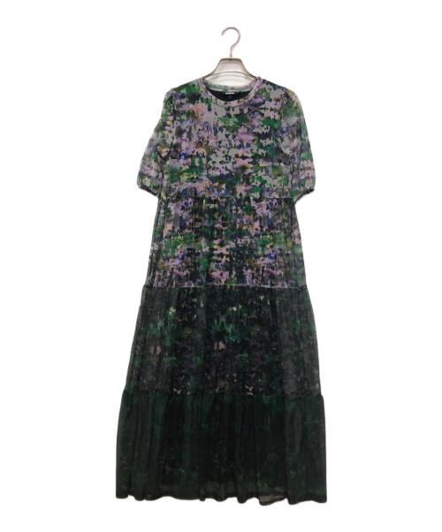 Desigual（デシグアル）Desigual (デシグアル) フリルとアーティプリントのレディースミディワンピース グリーン サイズ:EUR：Sの古着・服飾アイテム