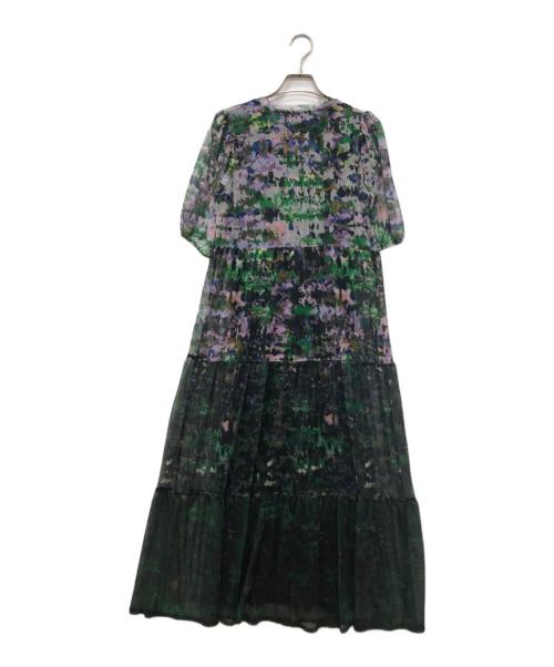 Desigual（デシグアル）Desigual (デシグアル) フリルとアーティプリントのレディースミディワンピース グリーン サイズ:EUR：Sの古着・服飾アイテム