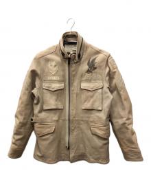 AVIREX（アヴィレックス）の古着「M-65 レザージャケット」｜ベージュ