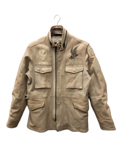AVIREX（アヴィレックス）AVIREX (アヴィレックス) M-65 レザージャケット ベージュ サイズ:Lの古着・服飾アイテム