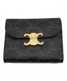 CELINE（セリーヌ）の古着「マカダムトリオンフ3つ折り財布」｜ブラウン