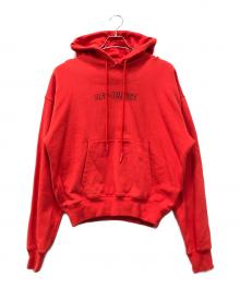 OFFWHITE（オフホワイト）の古着「パスカル ペインティング ロゴプリント フーディ パーカー」｜レッド