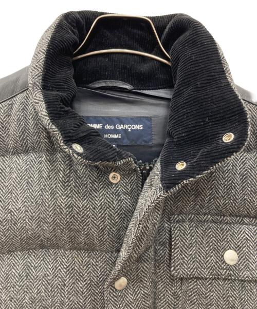 COMME des GARCONS HOMME（コムデギャルソン オム）COMME des GARCONS HOMME (コムデギャルソン オム) レザーヘリンボーンダウンベスト グレー サイズ:ＸＳの古着・服飾アイテム