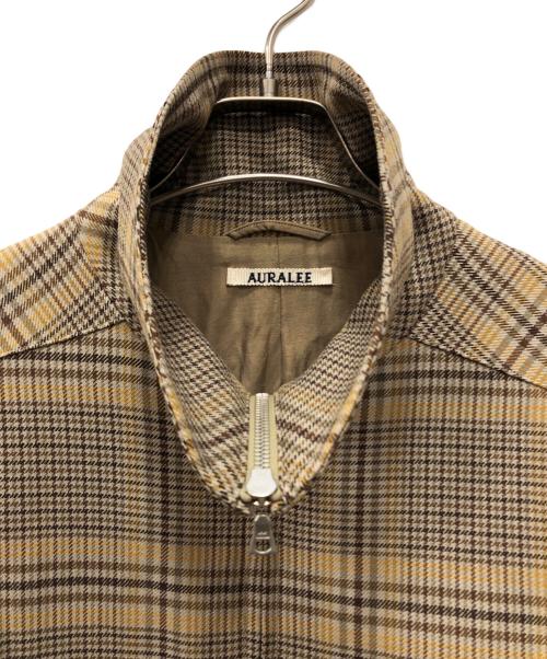 AURALEE（オーラリー）AURALEE (オーラリー) WOOL SERGE CHECK ZIP-UP BLOUSON ブラウン サイズ:5の古着・服飾アイテム