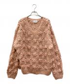 CLANEクラネ）の古着「BUMPY OVER V NECK KNIT TOPS」｜ピンク