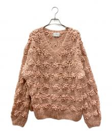 CLANE（クラネ）の古着「BUMPY OVER V NECK KNIT TOPS」｜ピンク