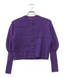 CABAN（キャバン）の古着「コットンカシミヤ クルーネックカーディガン」｜パープル