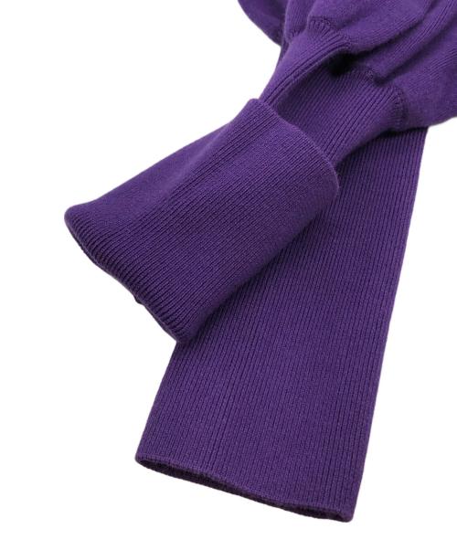 CABAN（キャバン）CABaN (キャバン) コットンカシミヤ クルーネックカーディガン パープル サイズ:Fの古着・服飾アイテム