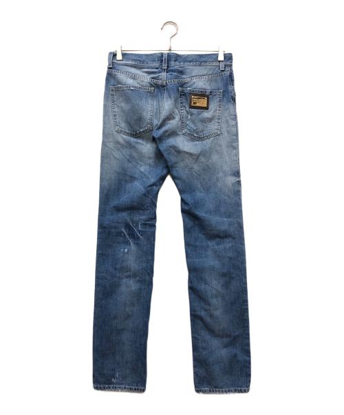 DOLCE & GABBANA（ドルチェ＆ガッバーナ）DOLCE & GABBANA (ドルチェ＆ガッバーナ) ダメージメタルパッチデニムパンツ インディゴ サイズ:44の古着・服飾アイテム