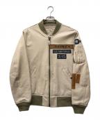 AVIREXアヴィレックス）の古着「レザーフライトジャケット」｜ベージュ