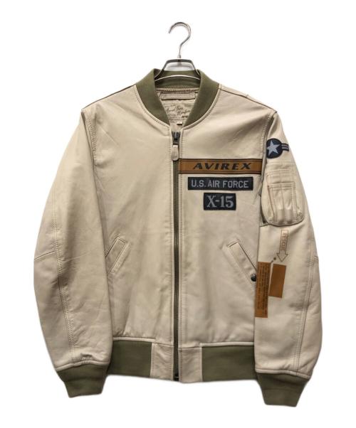 AVIREX（アヴィレックス）AVIREX (アヴィレックス) レザーフライトジャケット ベージュ サイズ:XLの古着・服飾アイテム