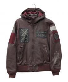 AVIREX（アヴィレックス）の古着「LEATHER HOODIE HALO」｜ブラウン