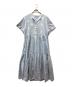 ne quittez pas（ヌキテパ）の古着「Cotton Poplin Stripe Foil Print Half Sleeve Tiered Dress」｜ブルー