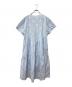 ne quittez pas (ヌキテパ) Cotton Poplin Stripe Foil Print Half Sleeve Tiered Dress ブルー サイズ:Ｓ：18000円