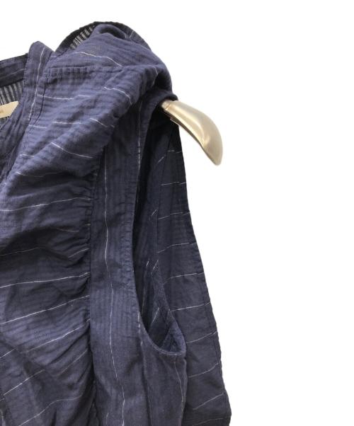 ne quittez pas（ヌキテパ）ne quittez pas (ヌキテパ) Cotton Lurex Stripe Lace Mix Blouse ネイビー サイズ:FREEの古着・服飾アイテム