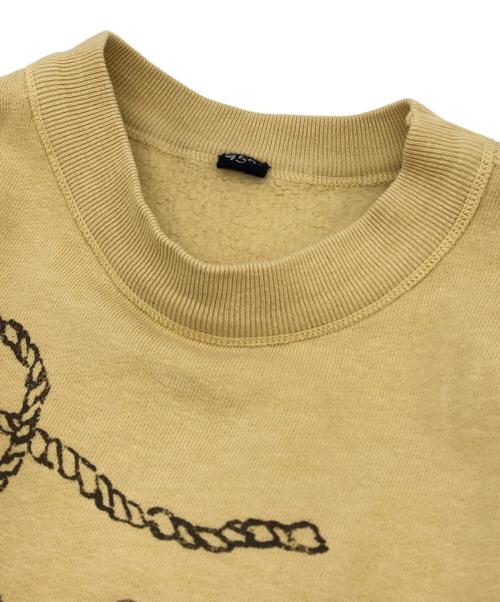 45R（フォーティファイブ・アール）45R (フォーティファイブ・アール) ウマッコちゃんプリントの908裏毛クルースウェット ベージュ サイズ:★★の古着・服飾アイテム