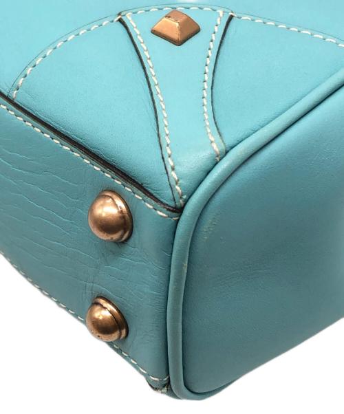 GUCCI（グッチ）GUCCI (グッチ) ニュージャッキーレザーGGキャンバスハンドバッグ ブルー サイズ:下記参照の古着・服飾アイテム