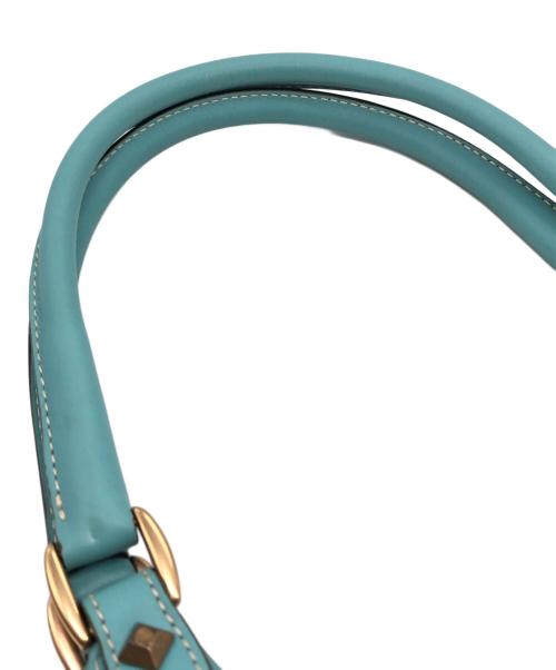 GUCCI（グッチ）GUCCI (グッチ) ニュージャッキーレザーGGキャンバスハンドバッグ ブルー サイズ:下記参照の古着・服飾アイテム