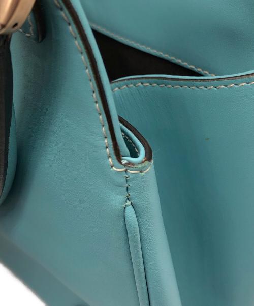 GUCCI（グッチ）GUCCI (グッチ) ニュージャッキーレザーGGキャンバスハンドバッグ ブルー サイズ:下記参照の古着・服飾アイテム