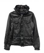 GIORGIO BRATOジョルジョブラッド）の古着「レザーフーデッドジャケット」｜ブラック